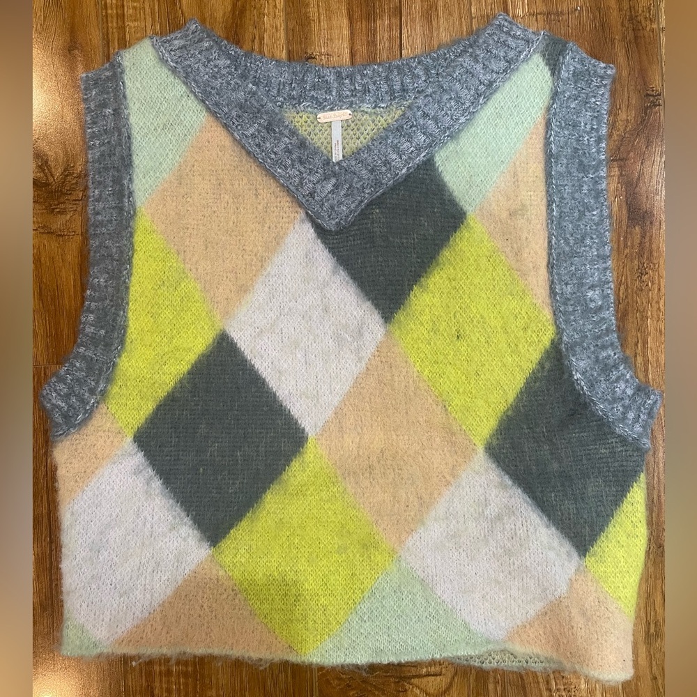 Free People argyle cropped sweater vest